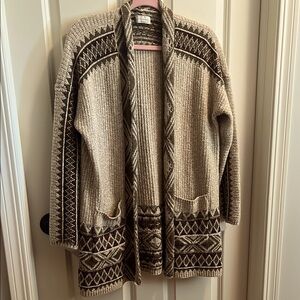 Lucky Brand Cream and Brown Nordic Cardigan Sweater